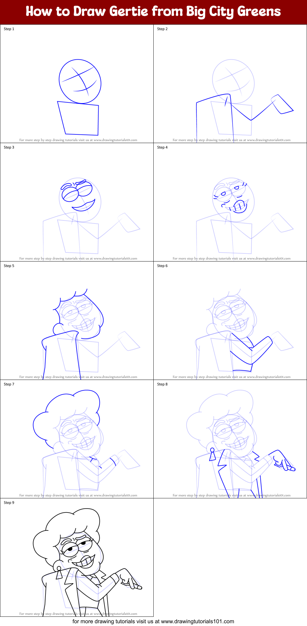 How to Draw Gertie from Big City Greens Printable Step by Step