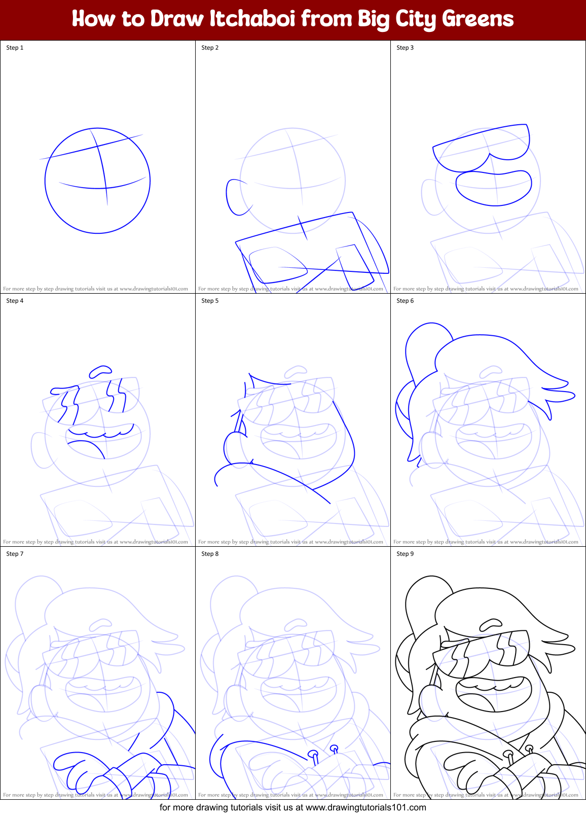 How to Draw Itchaboi from Big City Greens Printable Step by Step