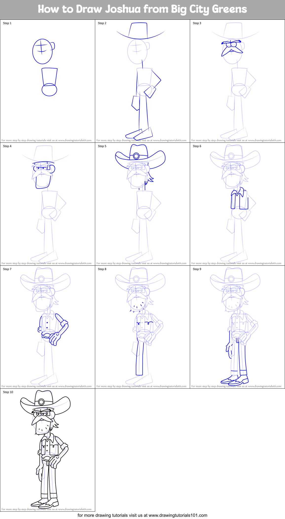 How to Draw Joshua from Big City Greens Printable Step by Step