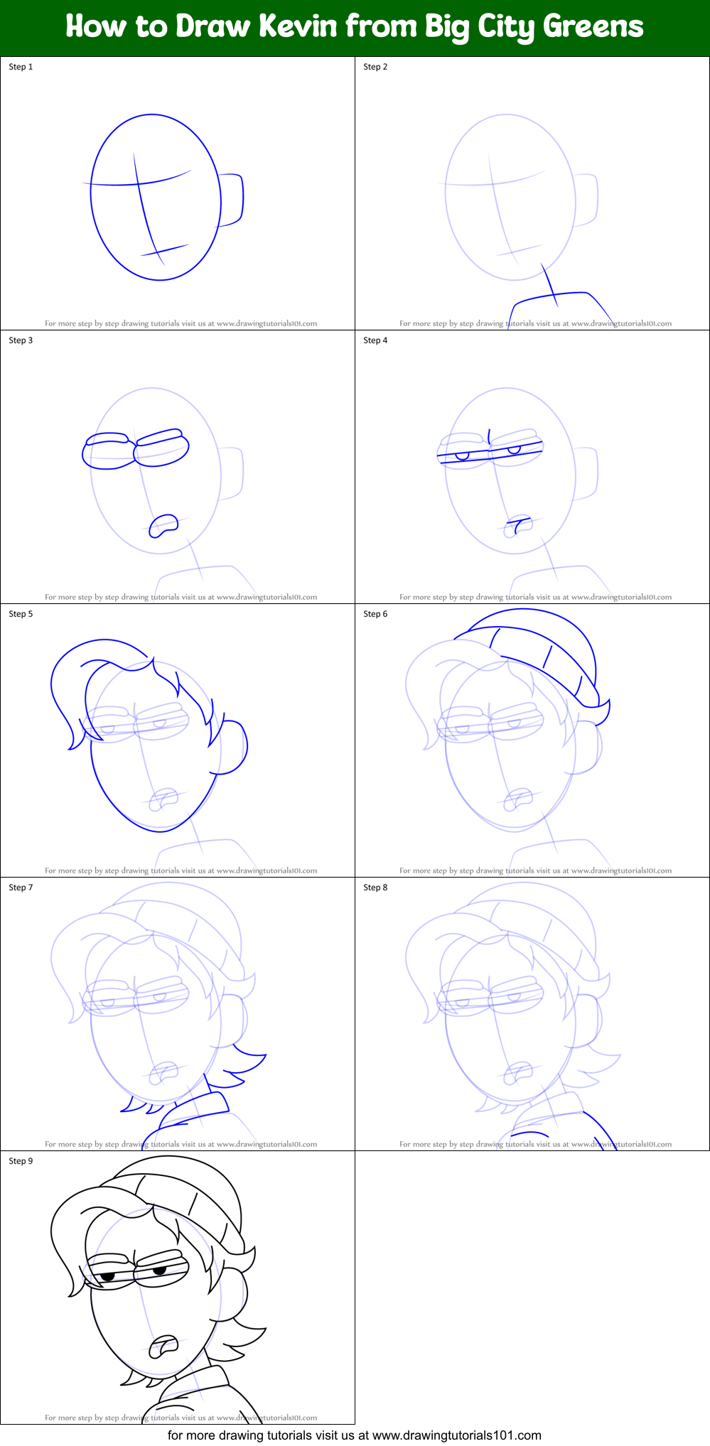 How to Draw Kevin from Big City Greens Printable Step by Step