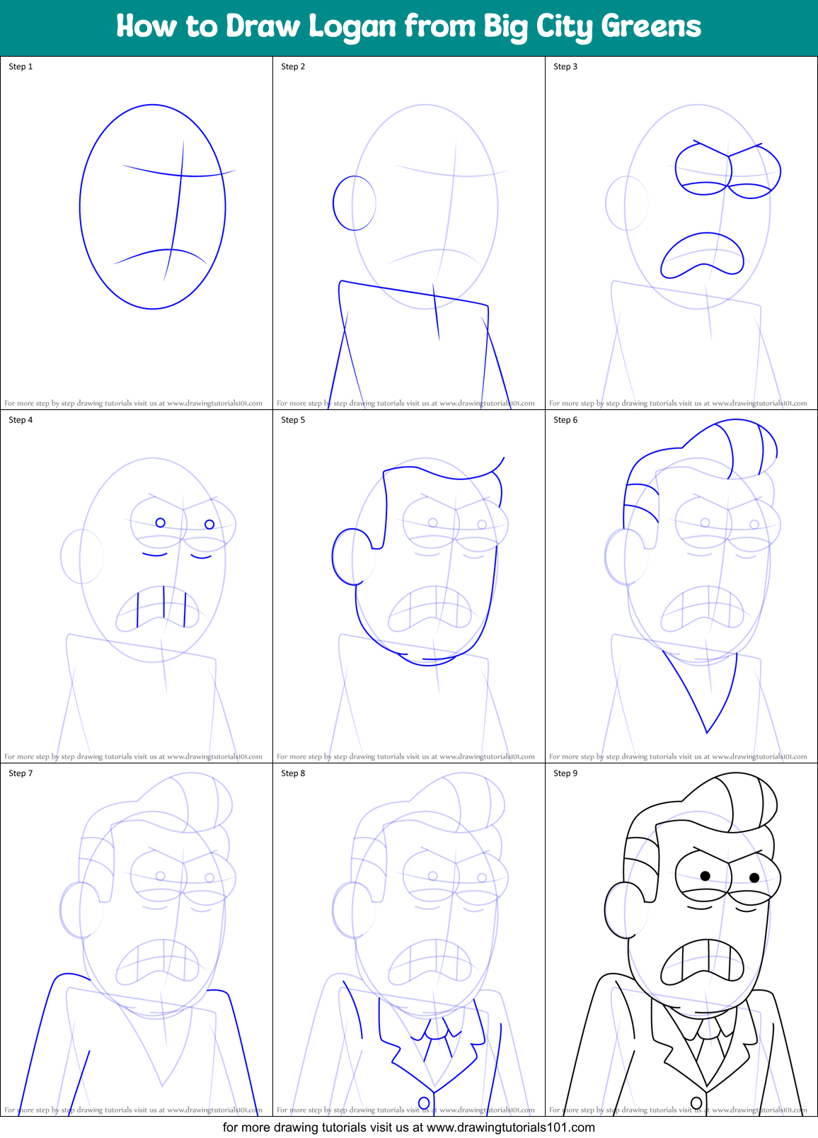 How to Draw Logan from Big City Greens Printable Step by Step