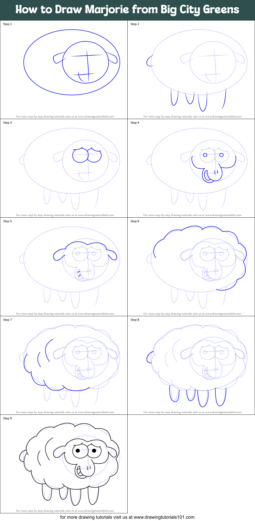 How to Draw Marjorie from Big City Greens Printable Step by Step