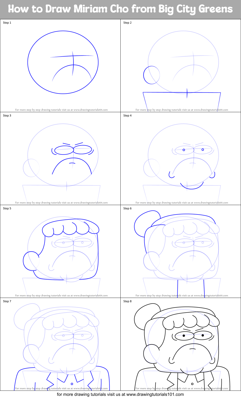 How to Draw Miriam Cho from Big City Greens Printable Step by Step