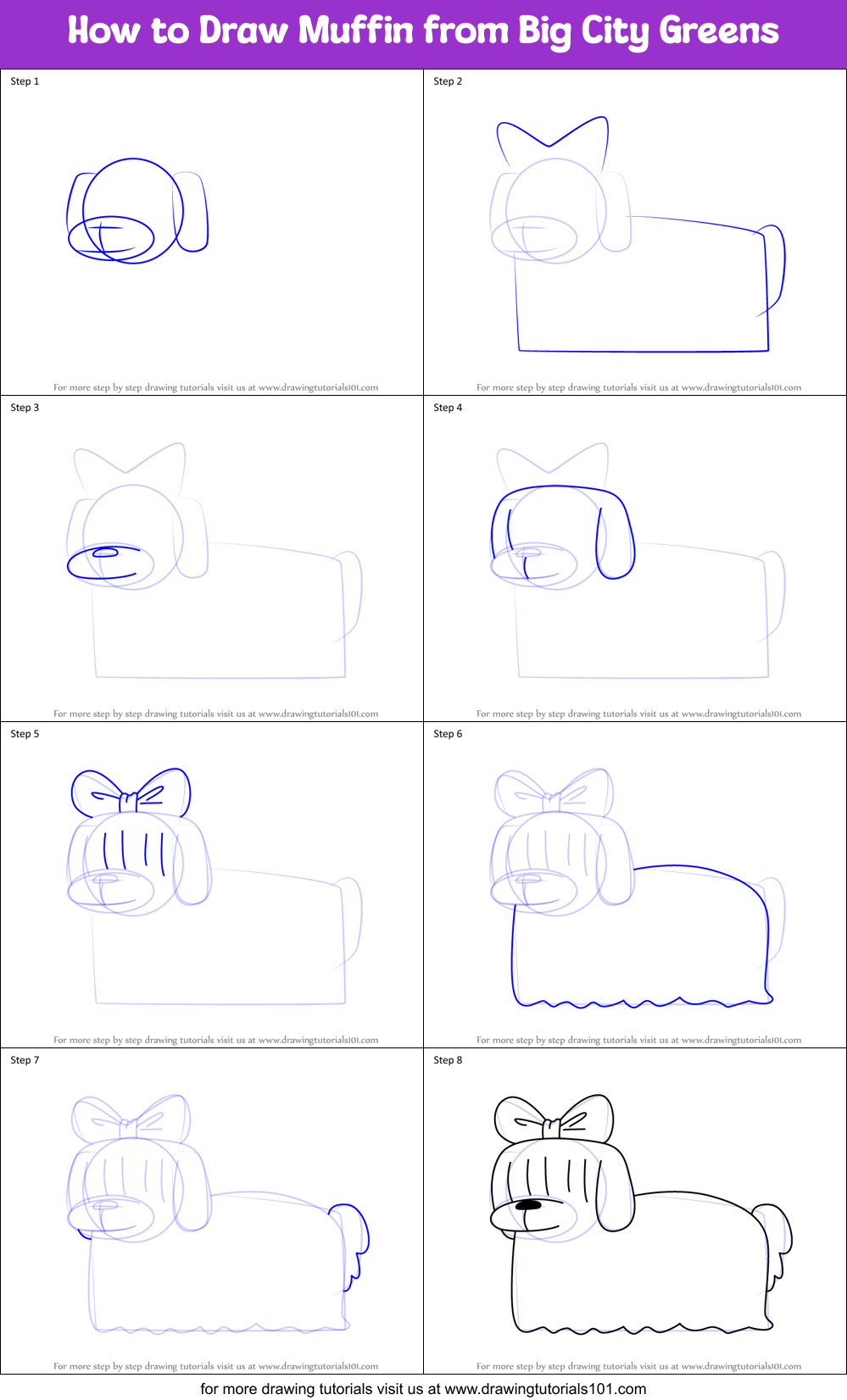 How to Draw Muffin from Big City Greens Printable Step by Step