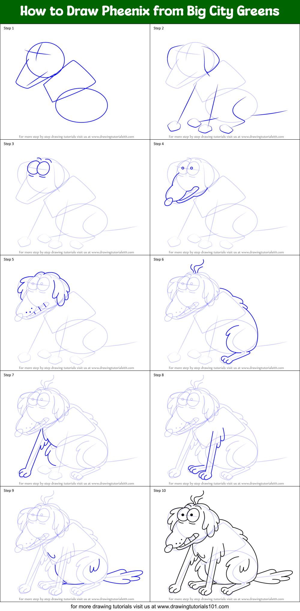How to Draw Pheenix from Big City Greens Printable Step by Step