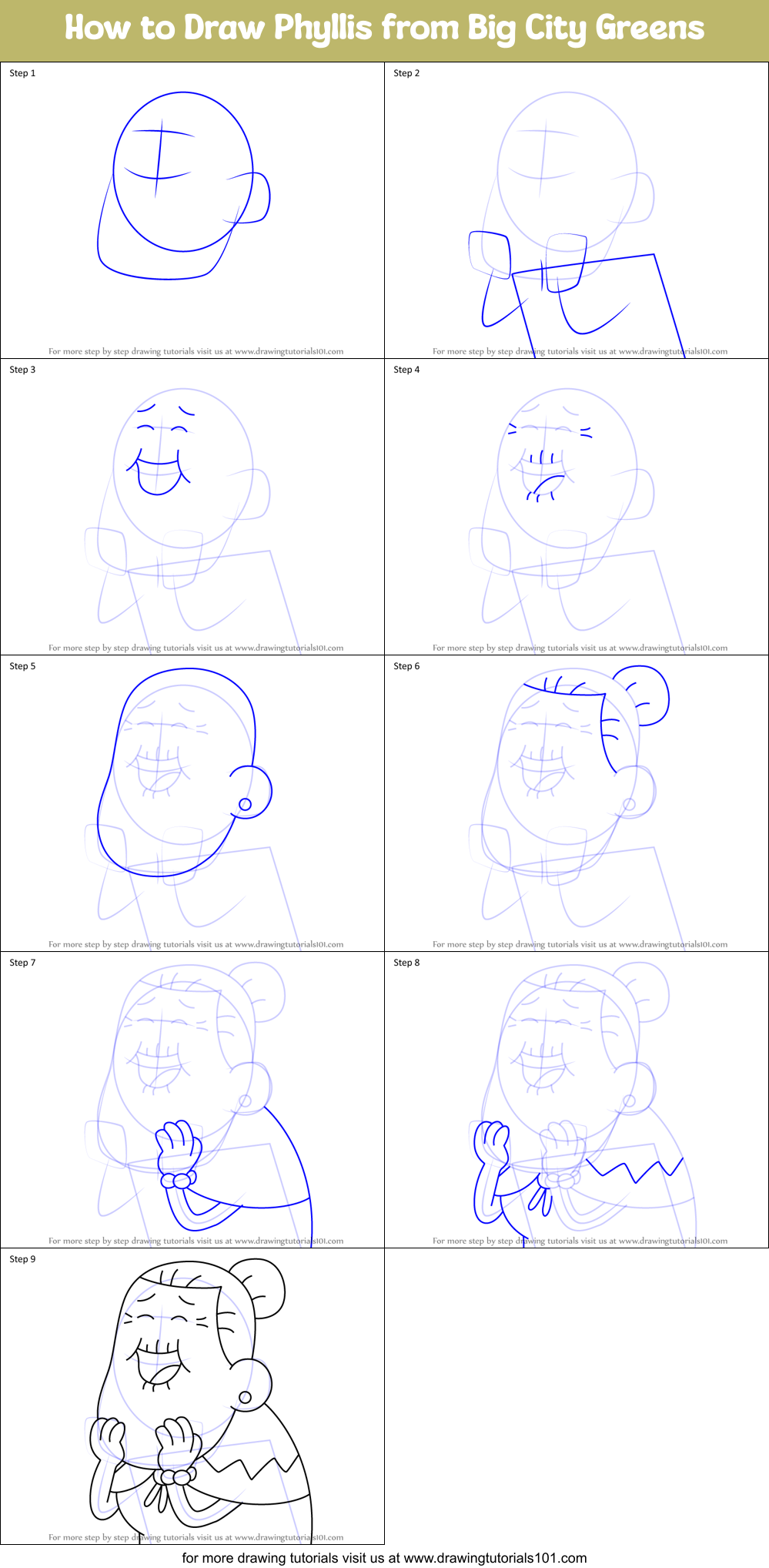 How to Draw Phyllis from Big City Greens Printable Step by Step