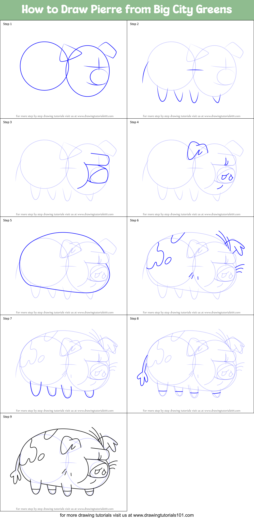 How to Draw Pierre from Big City Greens Printable Step by Step
