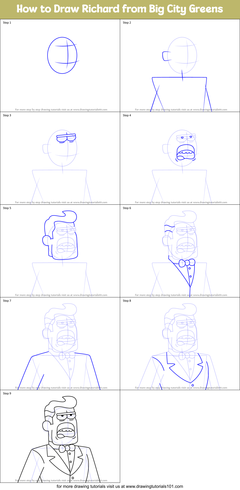 How to Draw Richard from Big City Greens Printable Step by Step
