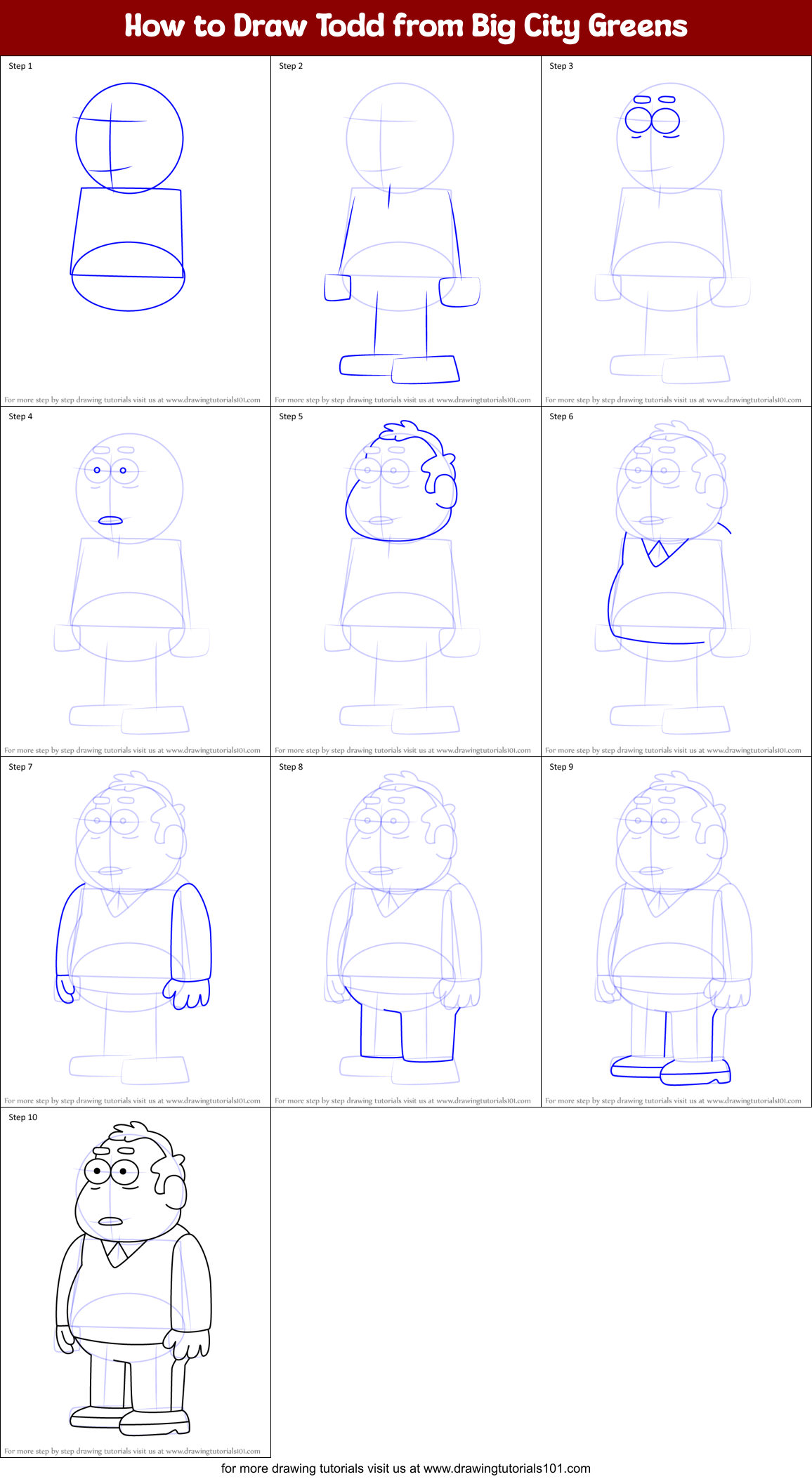 How to Draw Todd from Big City Greens Printable Step by Step