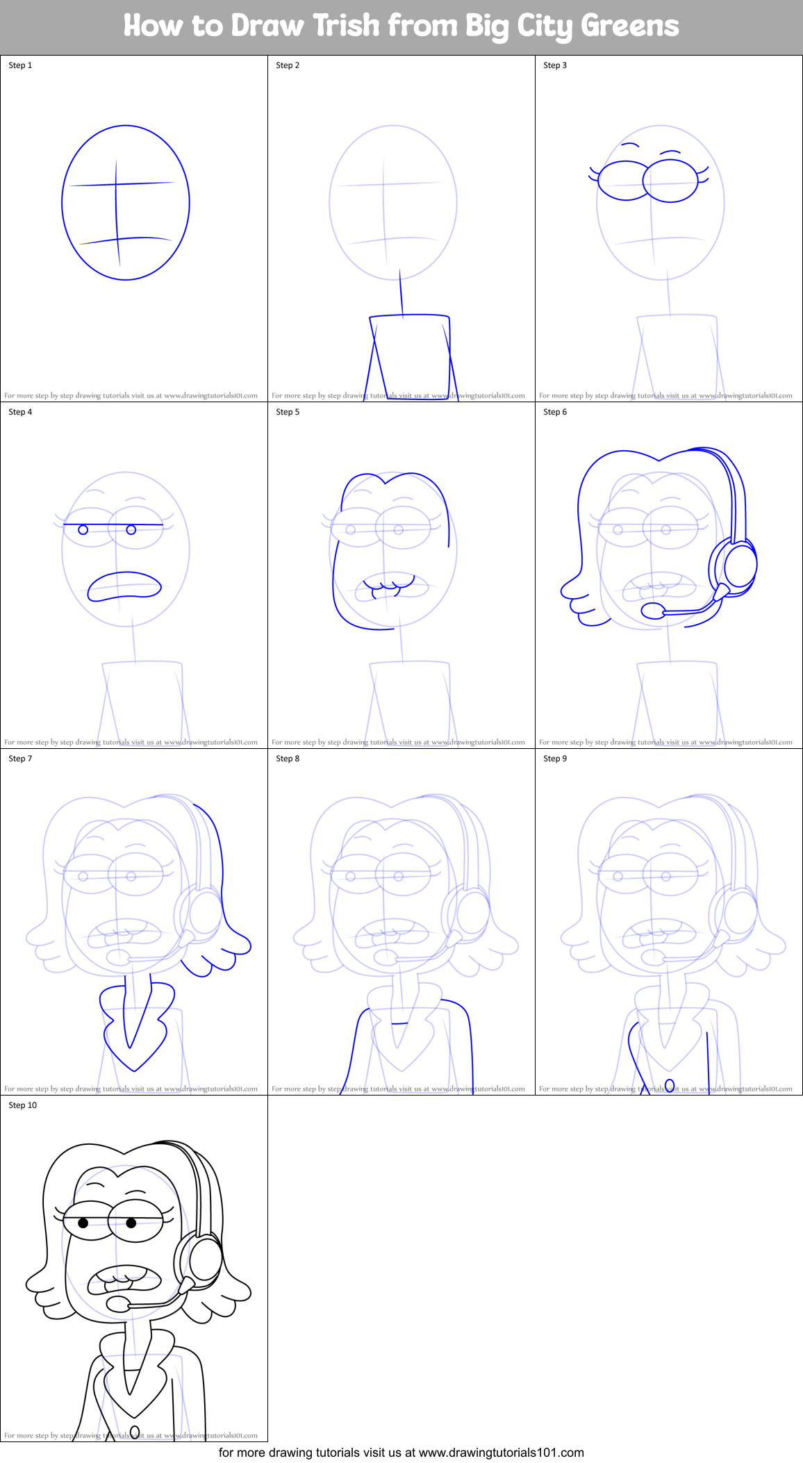 How to Draw Trish from Big City Greens Printable Step by Step