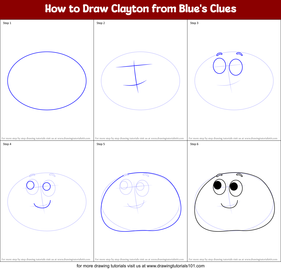 How to Draw Clayton from Blue's Clues Printable Step by Step
