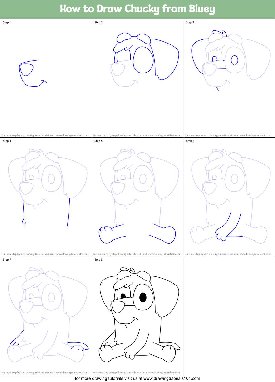 How to Draw Chucky from Bluey Printable Step by Step