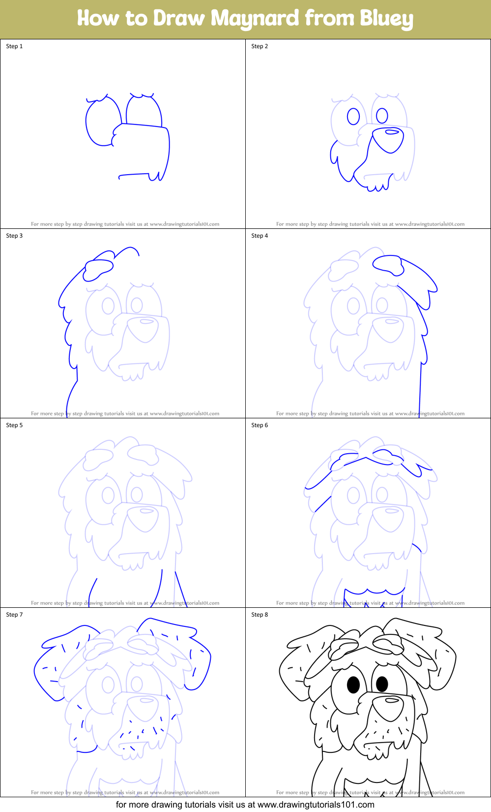 How to Draw Maynard from Bluey Printable Step by Step