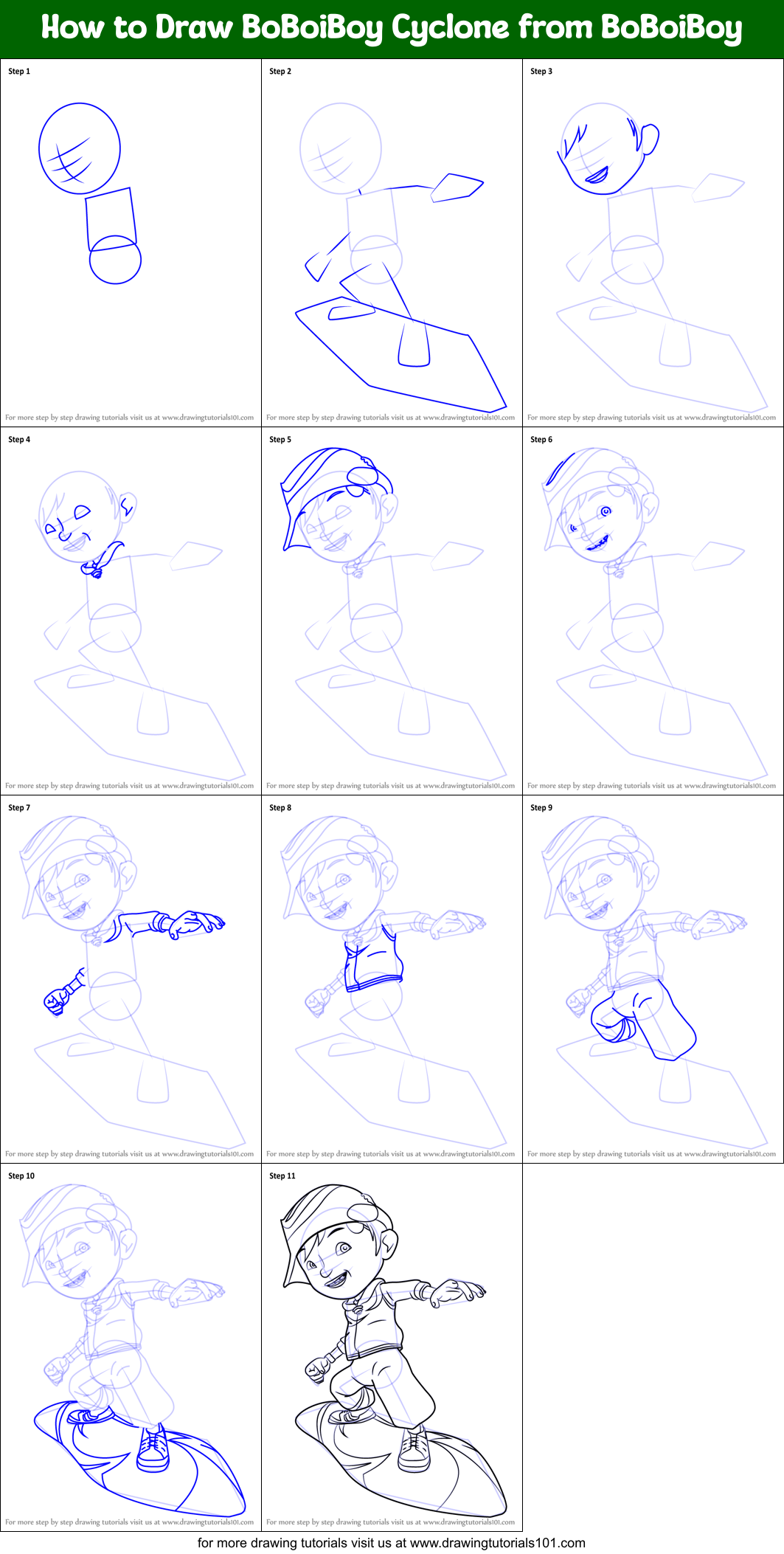How to Draw BoBoiBoy Cyclone from BoBoiBoy Printable Step by Step