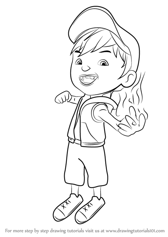 How To Draw Boboiboy Fire From Boboiboy Step By Step