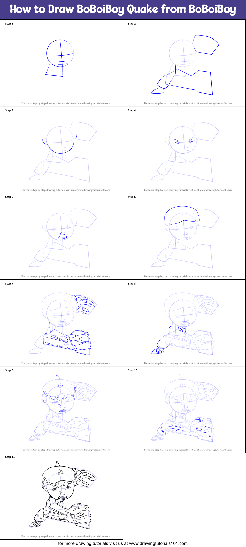 How to Draw BoBoiBoy Quake from BoBoiBoy Printable Step by Step
