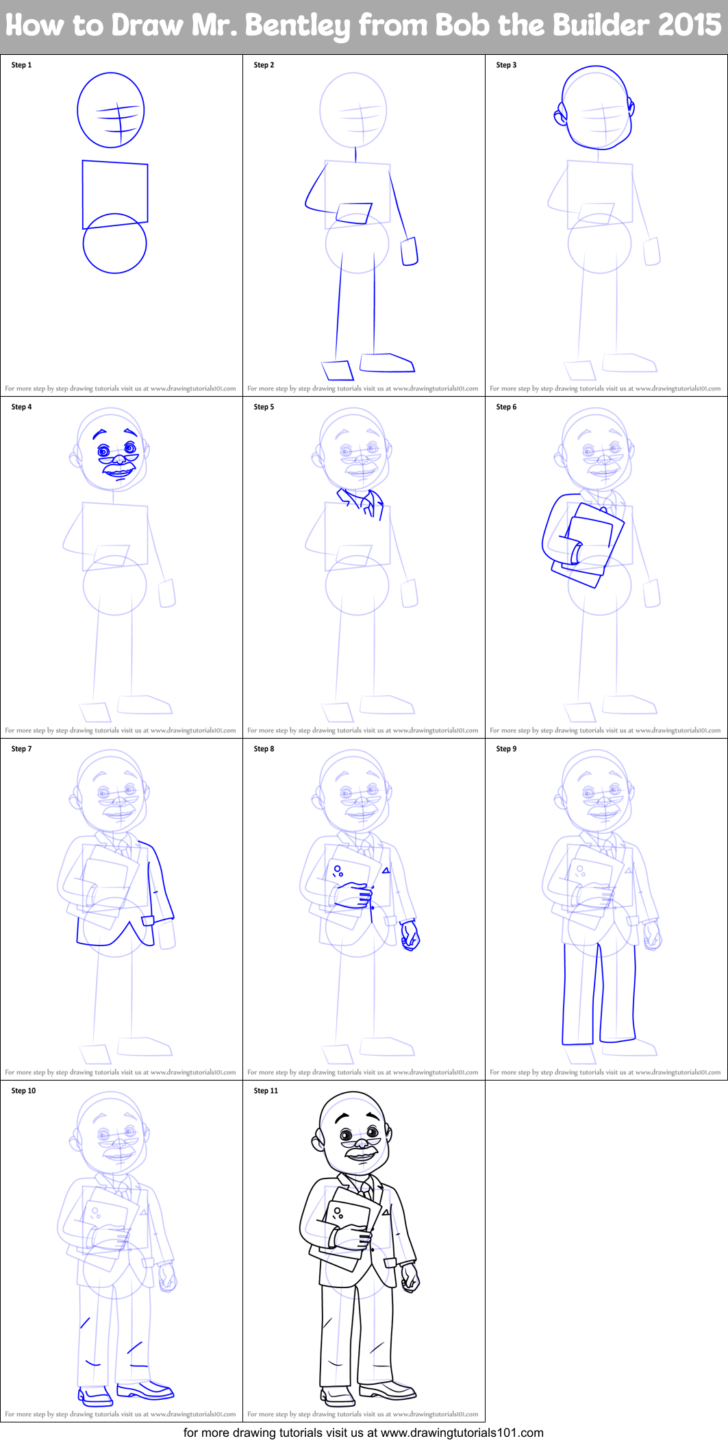 How to Draw Mr. Bentley from Bob the Builder 2015 Printable Step by Step
