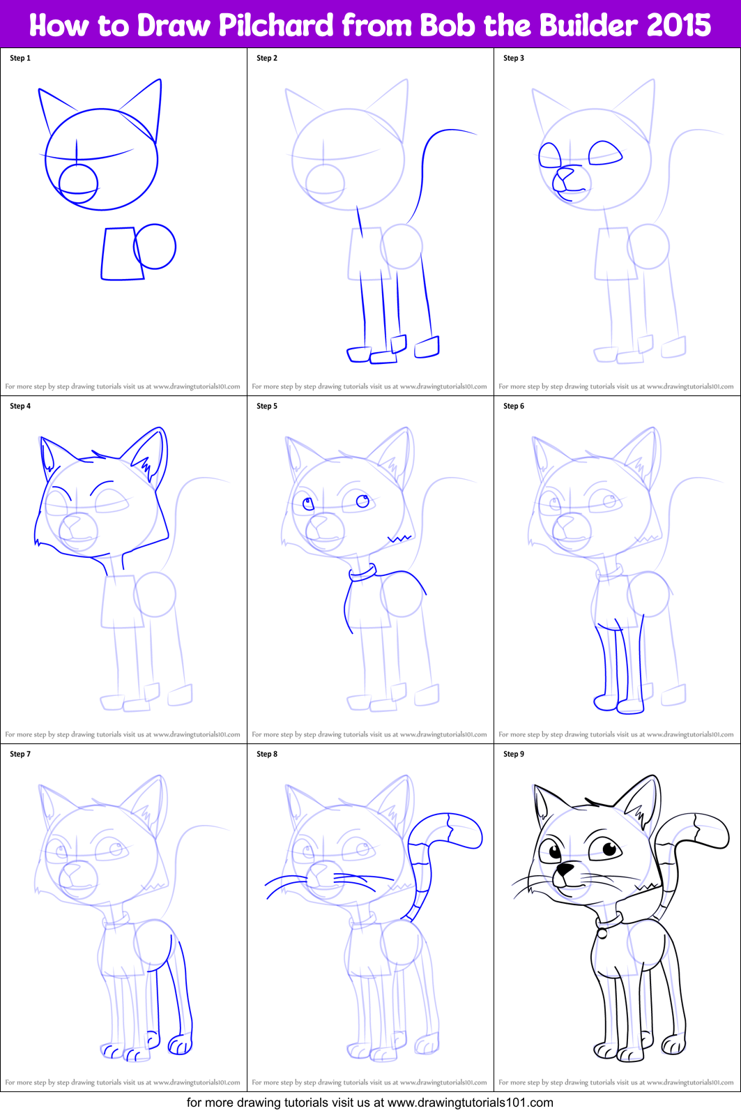 How to Draw Pilchard from Bob the Builder 2015 Printable Step by Step