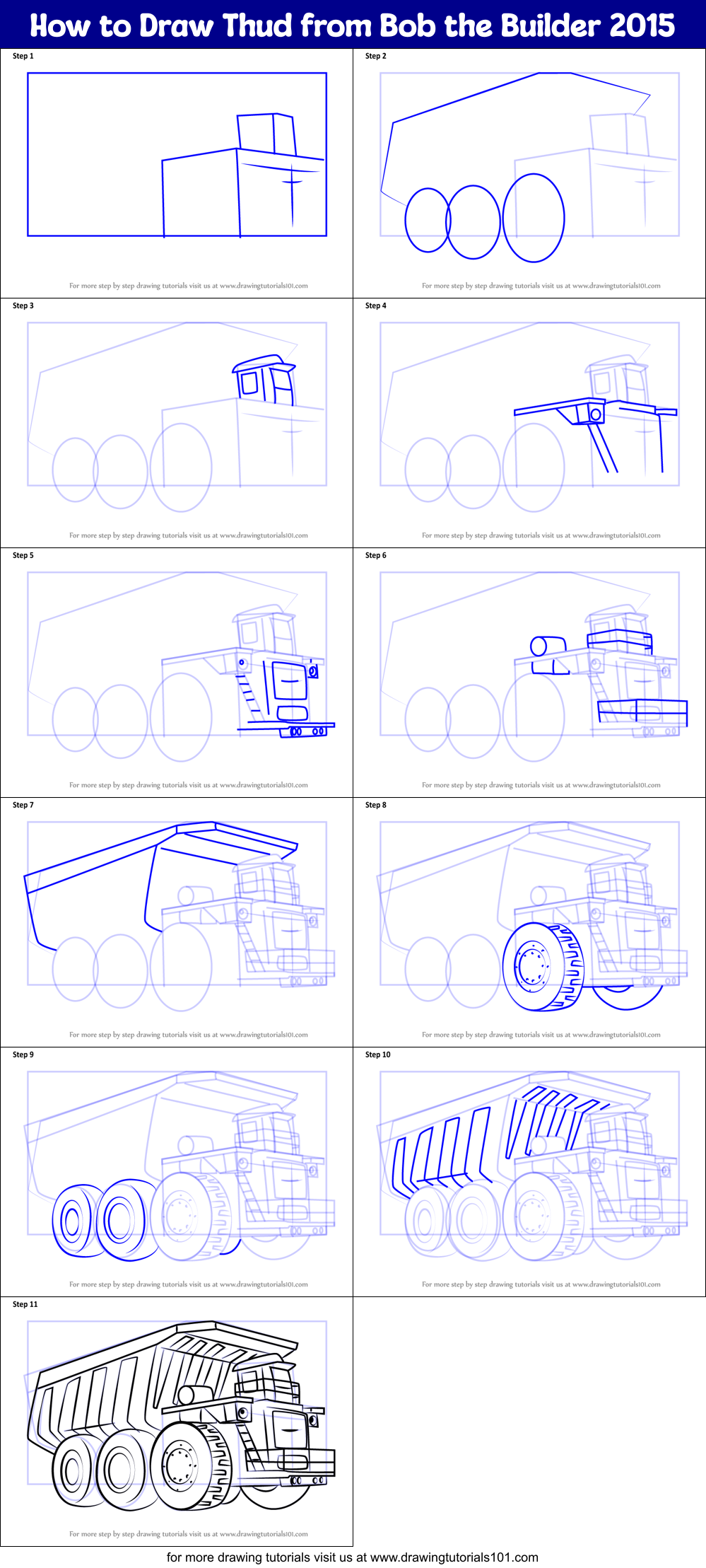 How to Draw Thud from Bob the Builder 2015 Printable Step by Step