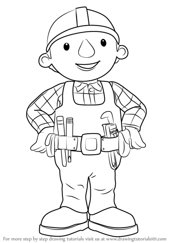 Learn How To Draw Bob From Bob The Builder Bob The Builder Step By Step Drawing Tutorials