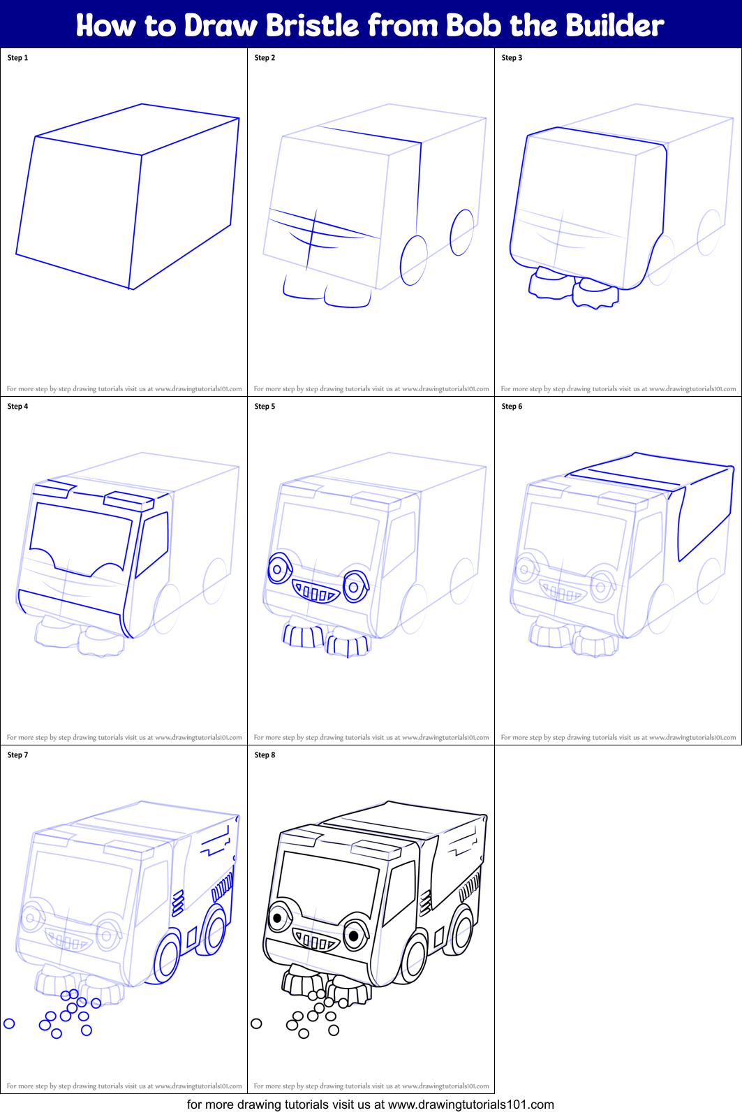 How to Draw Bristle from Bob the Builder Printable Step by Step