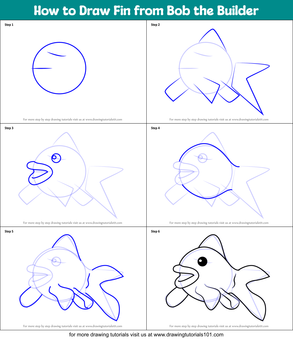 How to Draw Fin from Bob the Builder Printable Step by Step