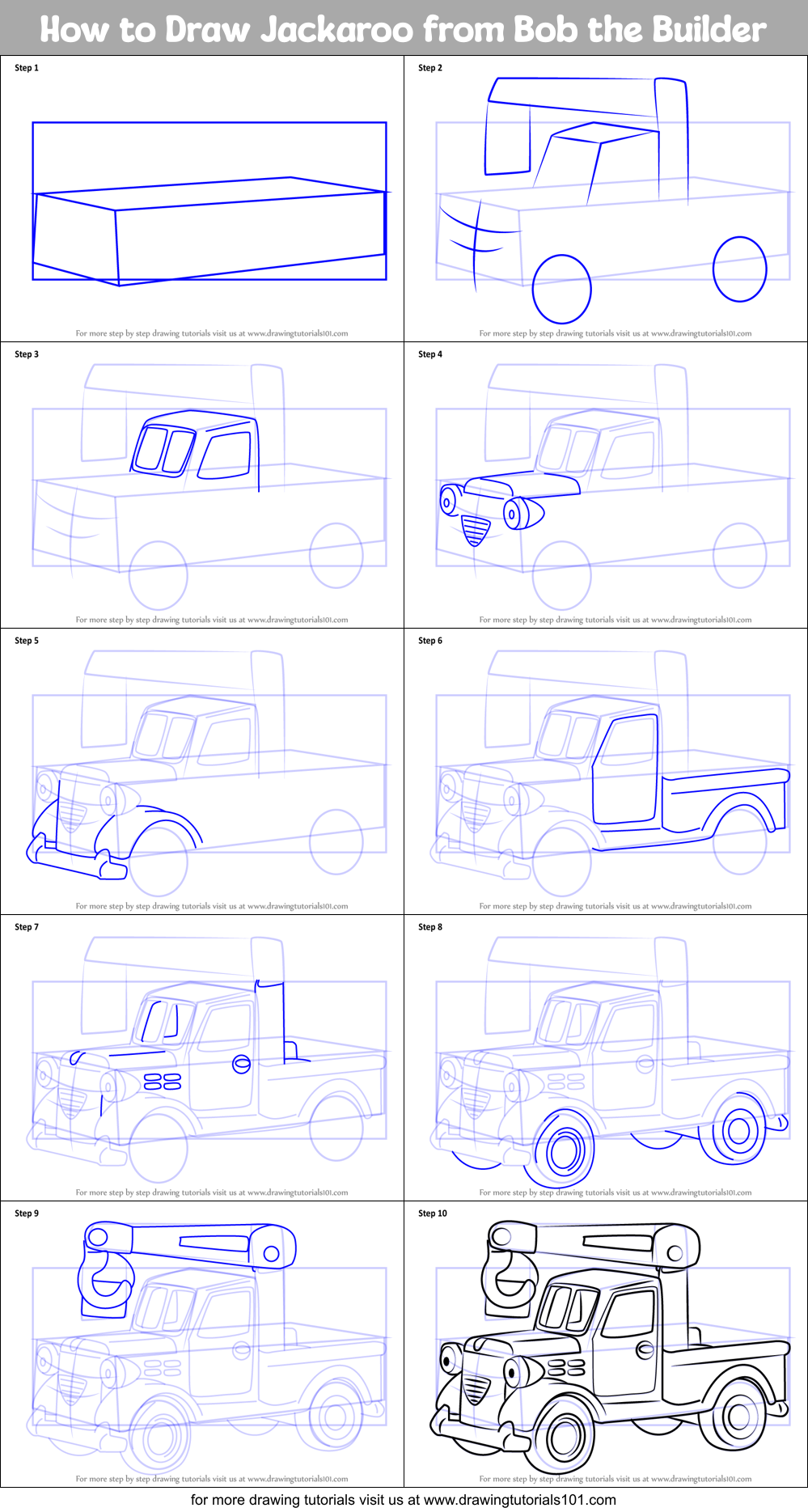 How to Draw Jackaroo from Bob the Builder Printable Step by Step