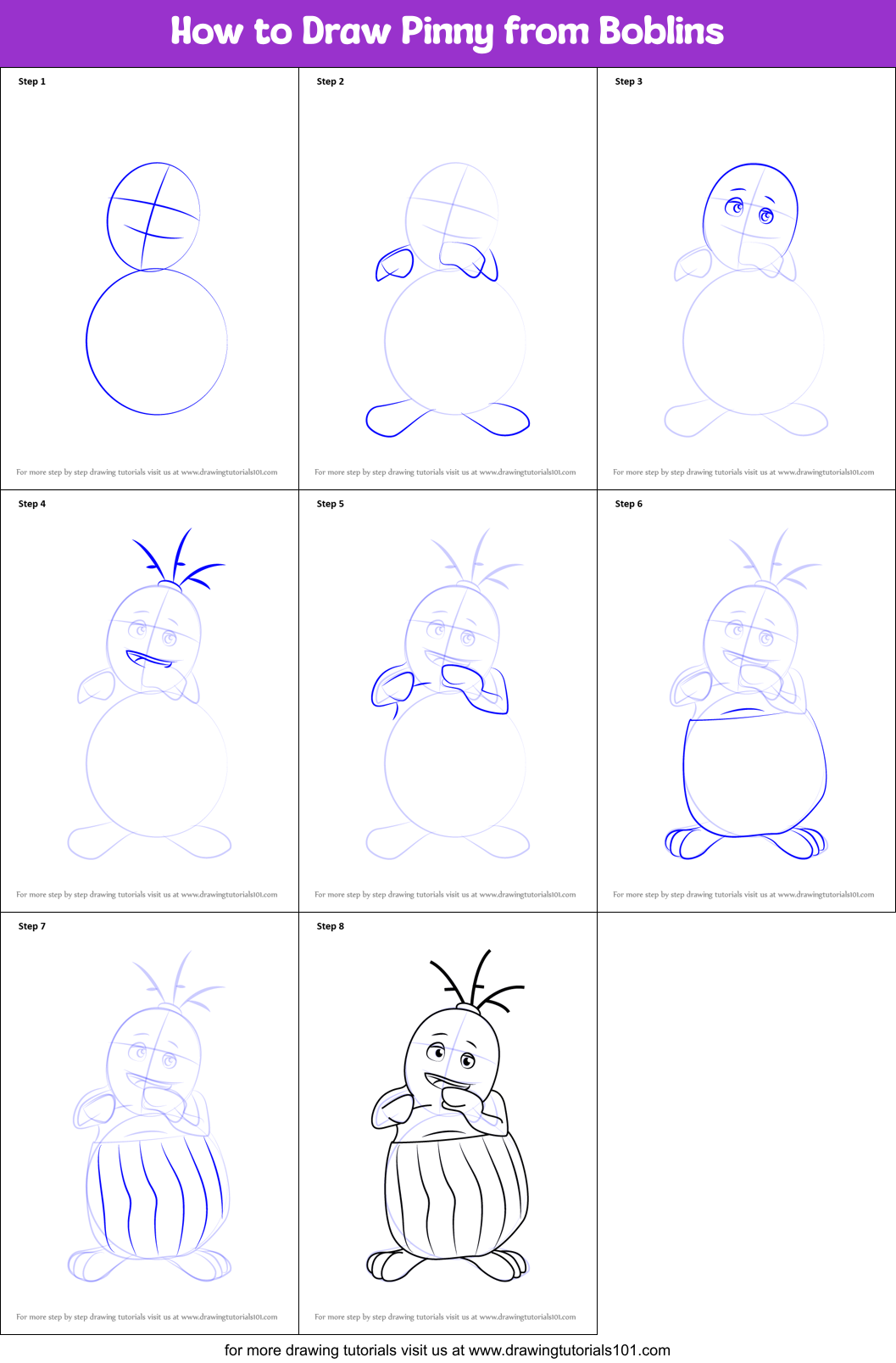 How to Draw Pinny from Boblins Printable Step by Step