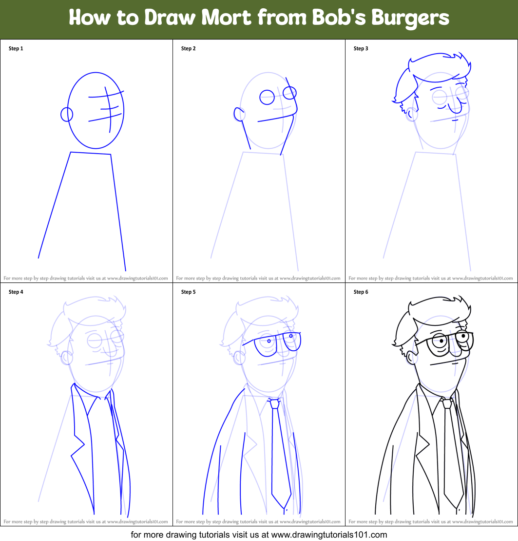 How to Draw Mort from Bob's Burgers Printable Step by Step
