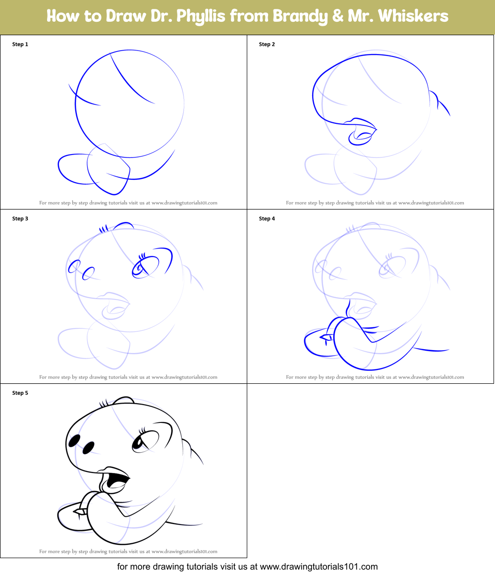 How to Draw Dr. Phyllis from Brandy & Mr. Whiskers Printable Step by Step