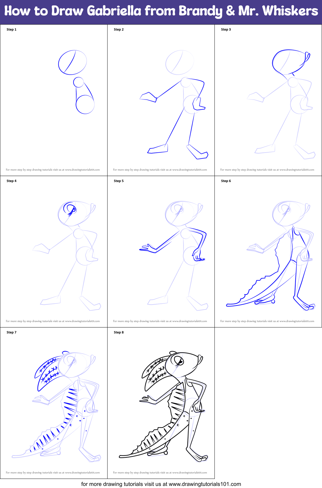 How to Draw Gabriella from Brandy & Mr. Whiskers Printable Step by Step