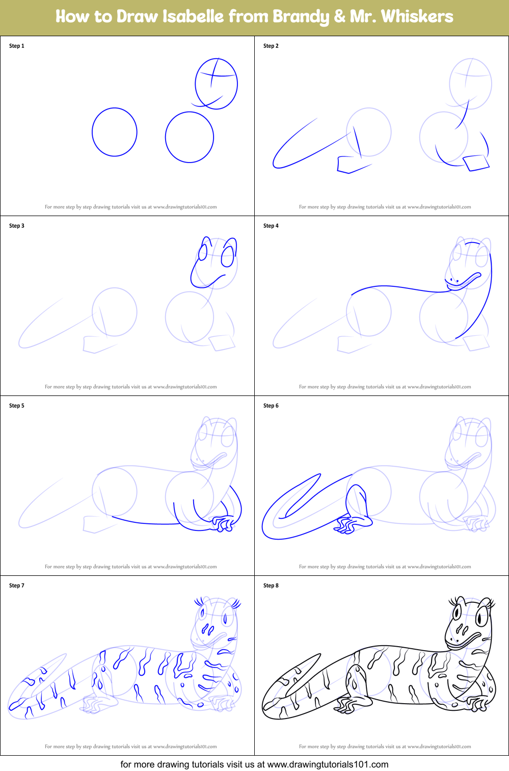 How to Draw Isabelle from Brandy & Mr. Whiskers Printable Step by Step