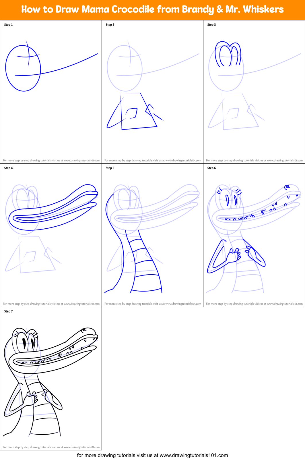 How to Draw Mama Crocodile from Brandy & Mr. Whiskers Printable Step by Step
