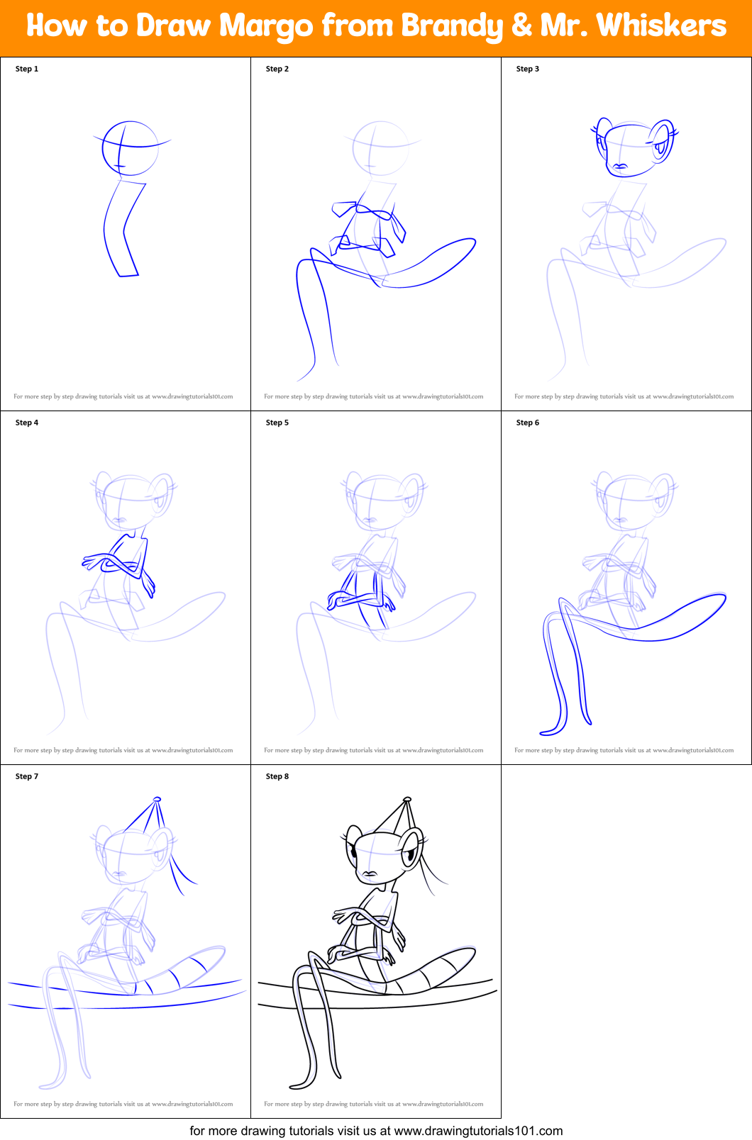 How to Draw Margo from Brandy & Mr. Whiskers Printable Step by Step