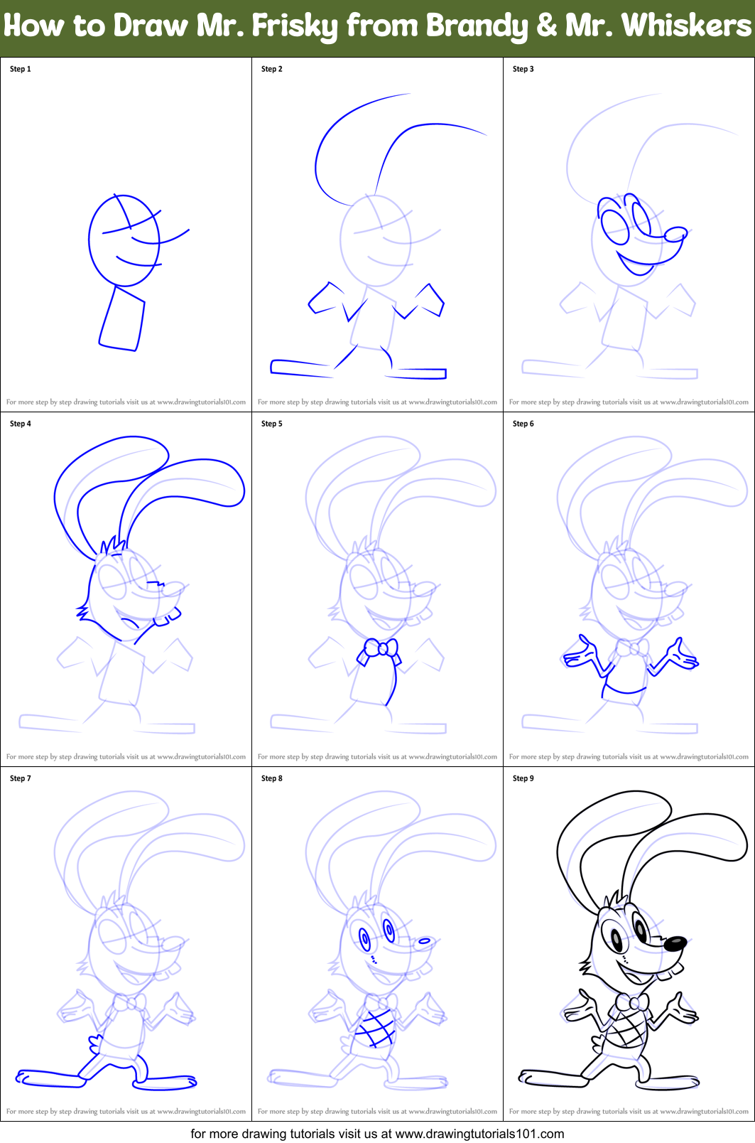 How to Draw Mr. Frisky from Brandy & Mr. Whiskers Printable Step by Step