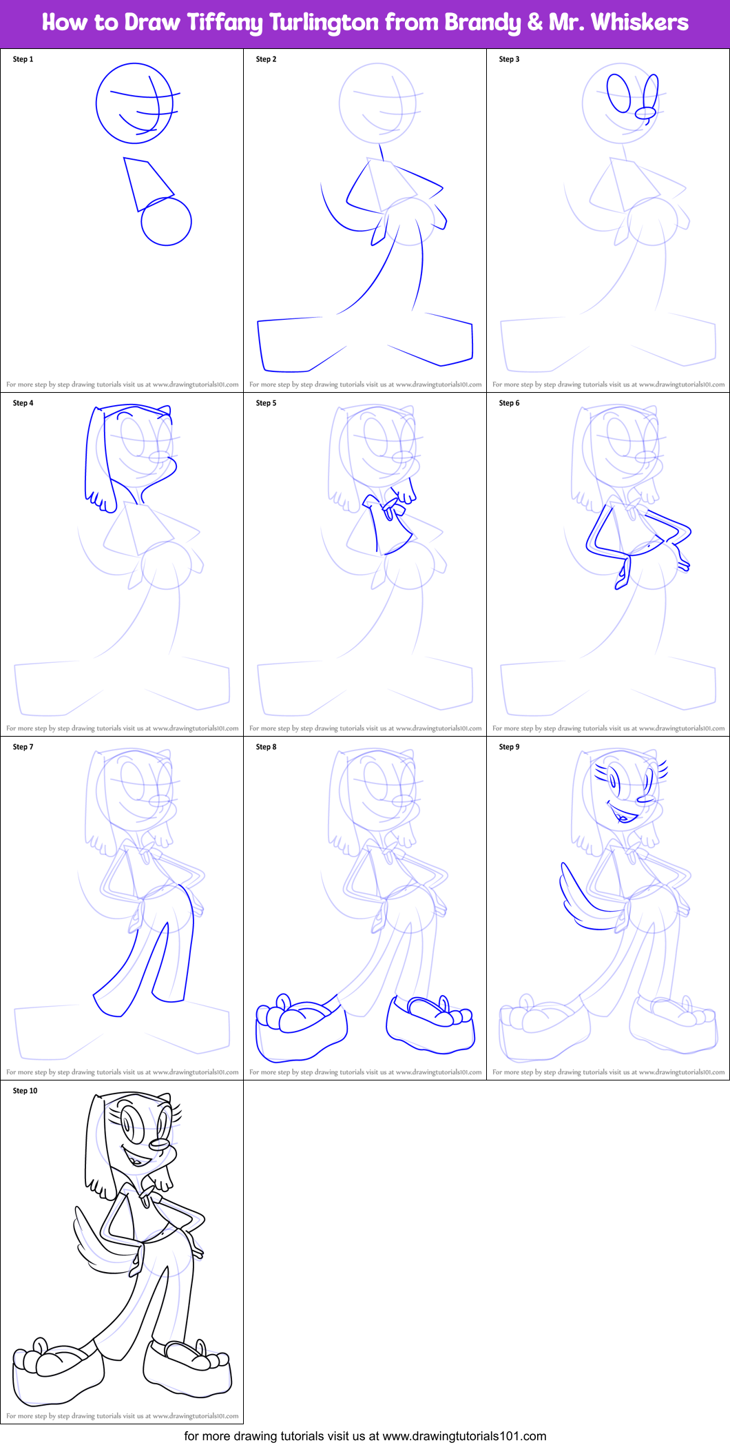 How to Draw Tiffany Turlington from Brandy & Mr. Whiskers Printable Step by Step