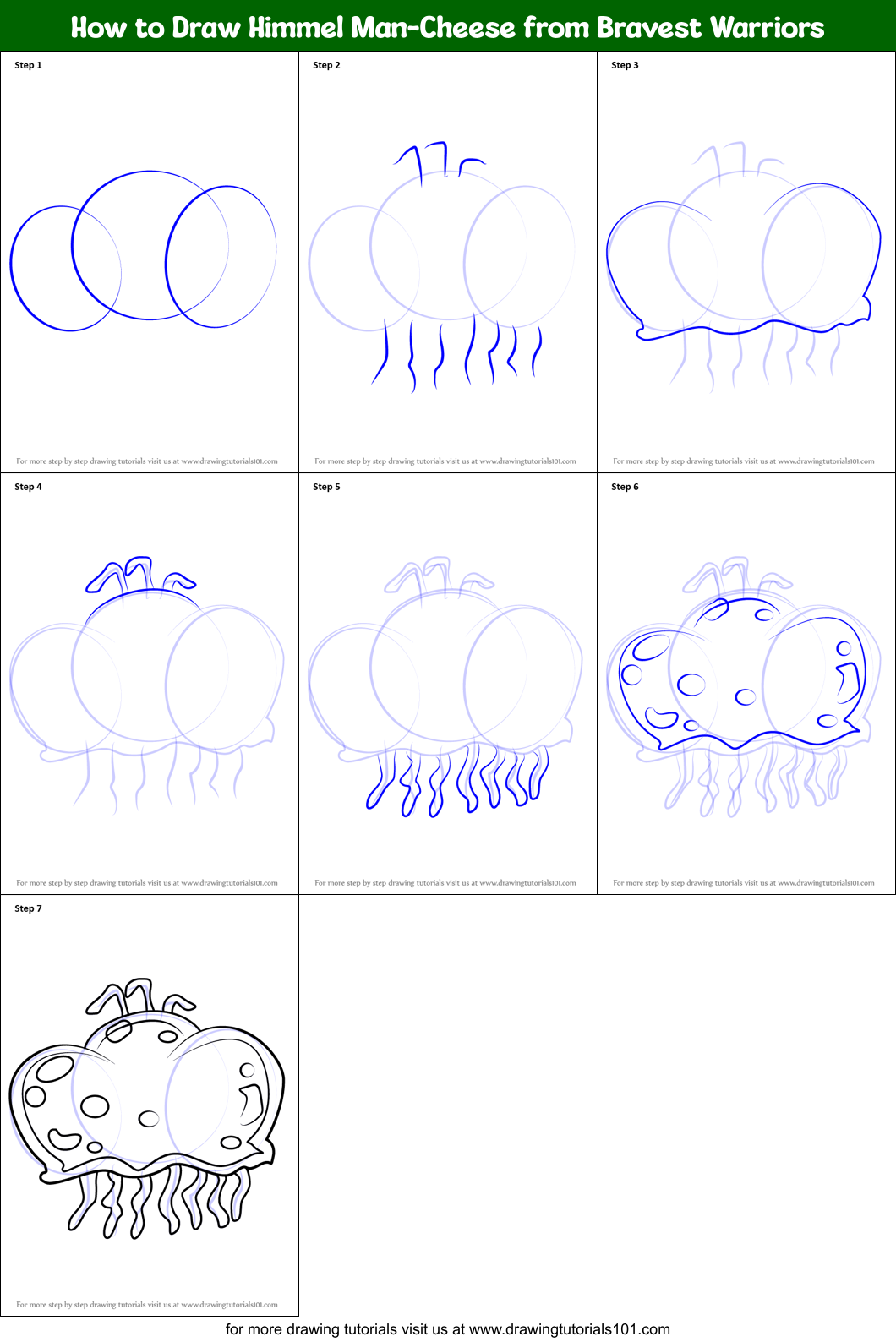 How to Draw Himmel Man-Cheese from Bravest Warriors Printable Step by Step