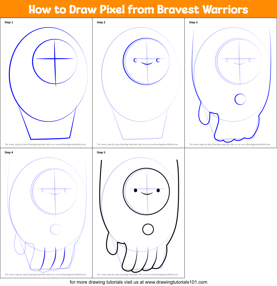 How to Draw Pixel from Bravest Warriors Printable Step by Step