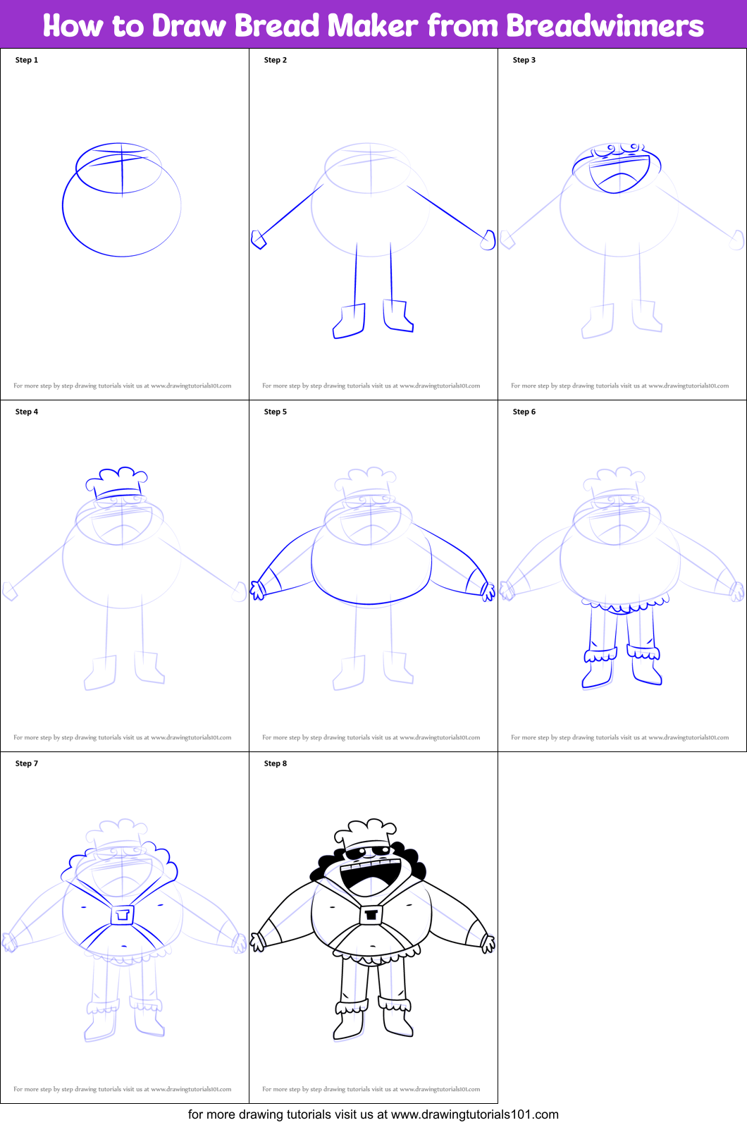 How to Draw Bread Maker from Breadwinners Printable Step by Step