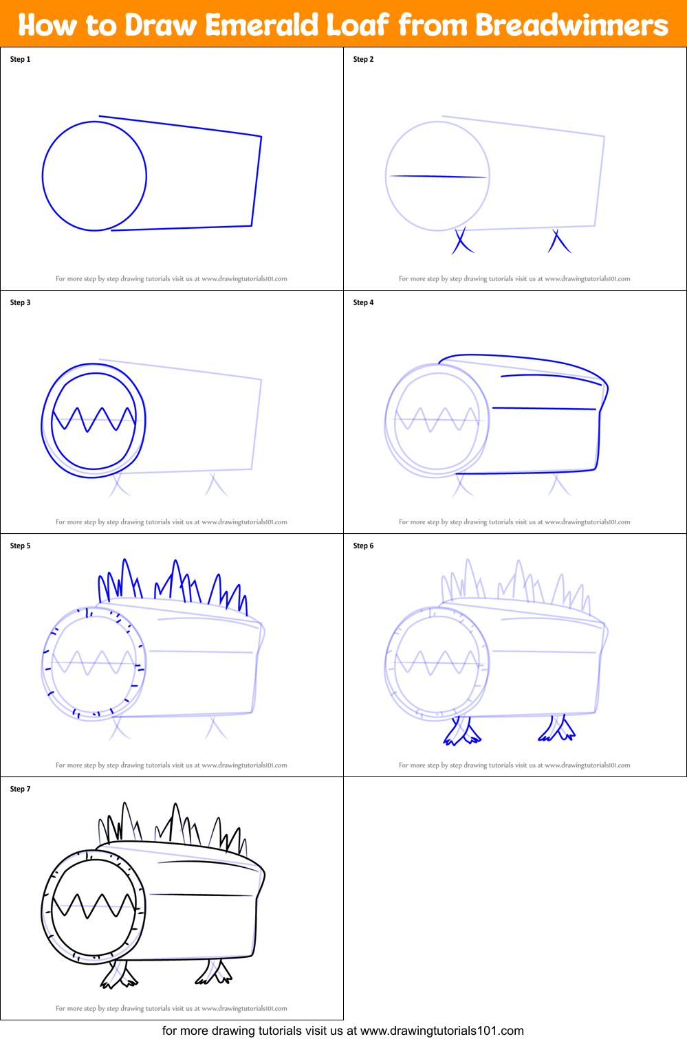 How to Draw Emerald Loaf from Breadwinners Printable Step by Step