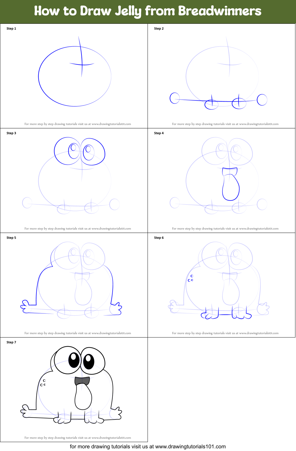 How to Draw Jelly from Breadwinners Printable Step by Step