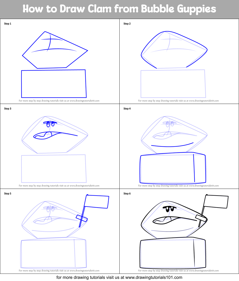 How to Draw Clam from Bubble Guppies Printable Step by Step