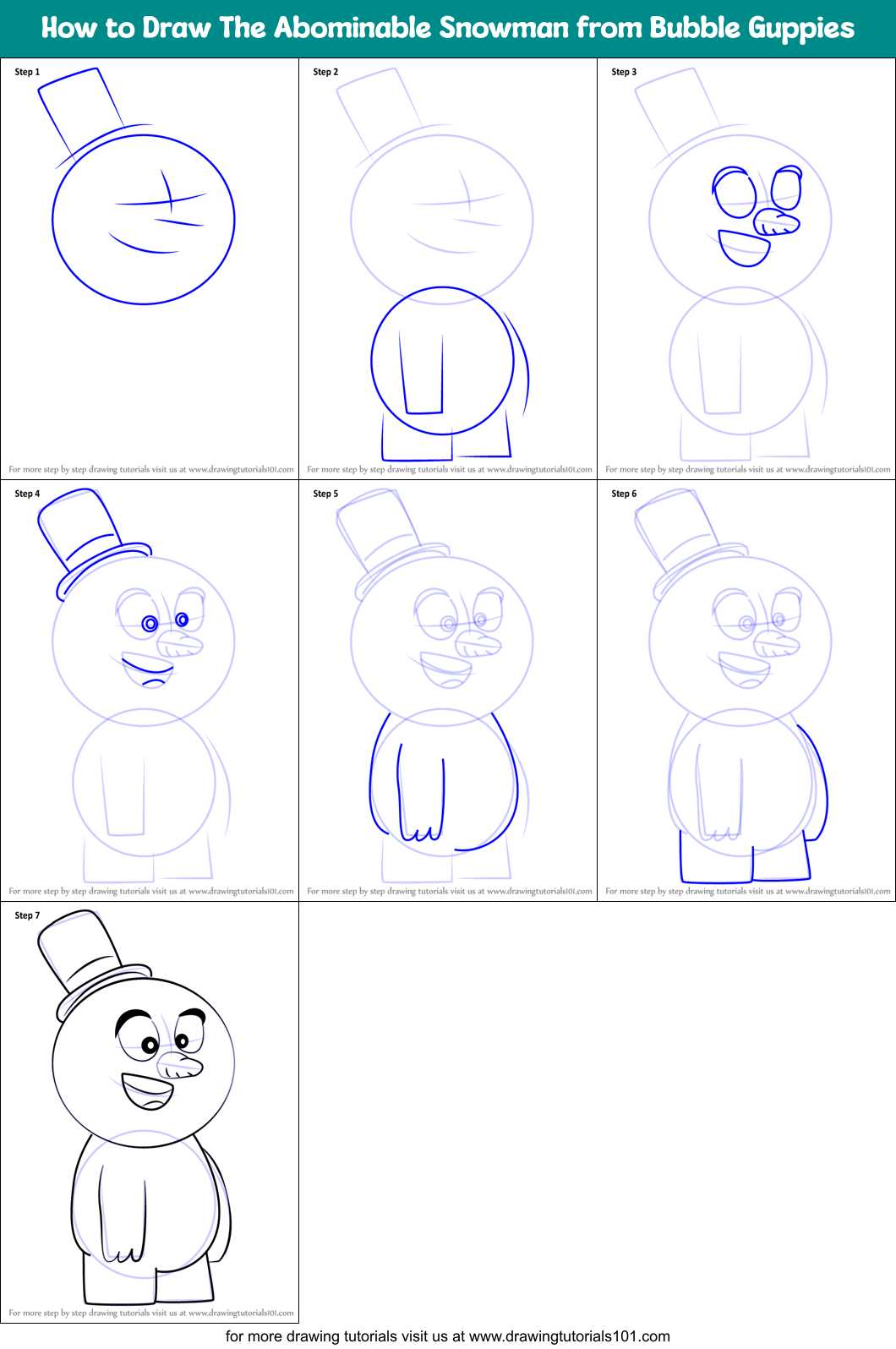 How to Draw The Abominable Snowman from Bubble Guppies Printable Step by Step