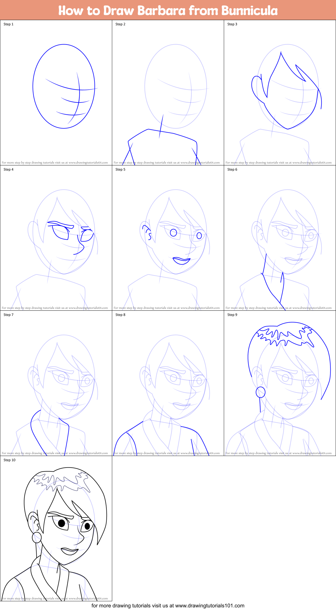 How to Draw Barbara from Bunnicula Printable Step by Step