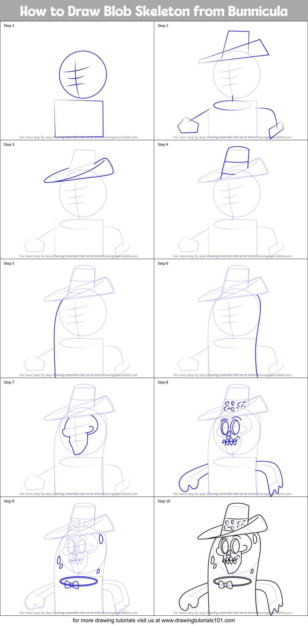 How to Draw Blob Skeleton from Bunnicula Printable Step by Step