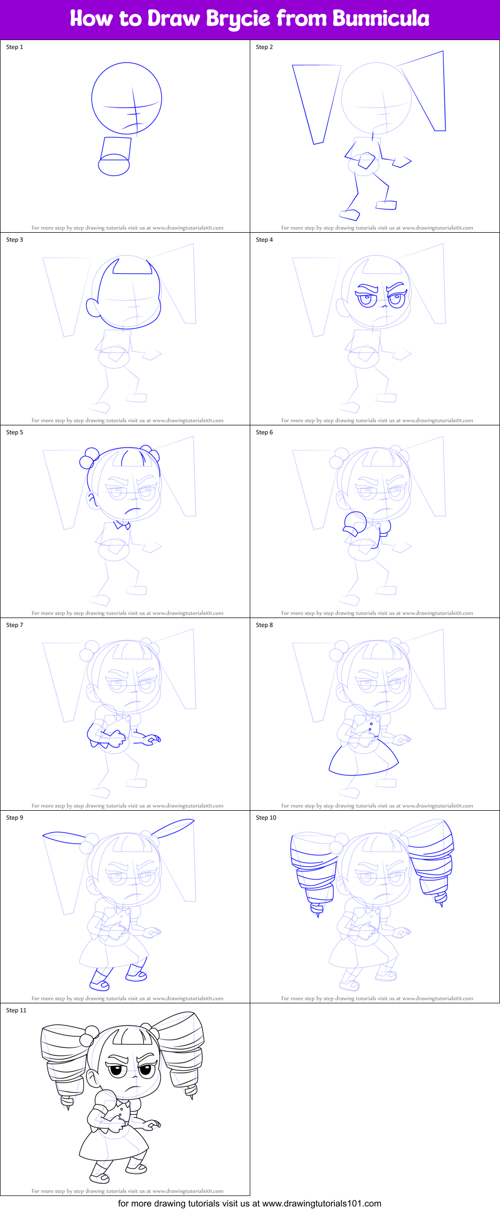 How to Draw Brycie from Bunnicula Printable Step by Step