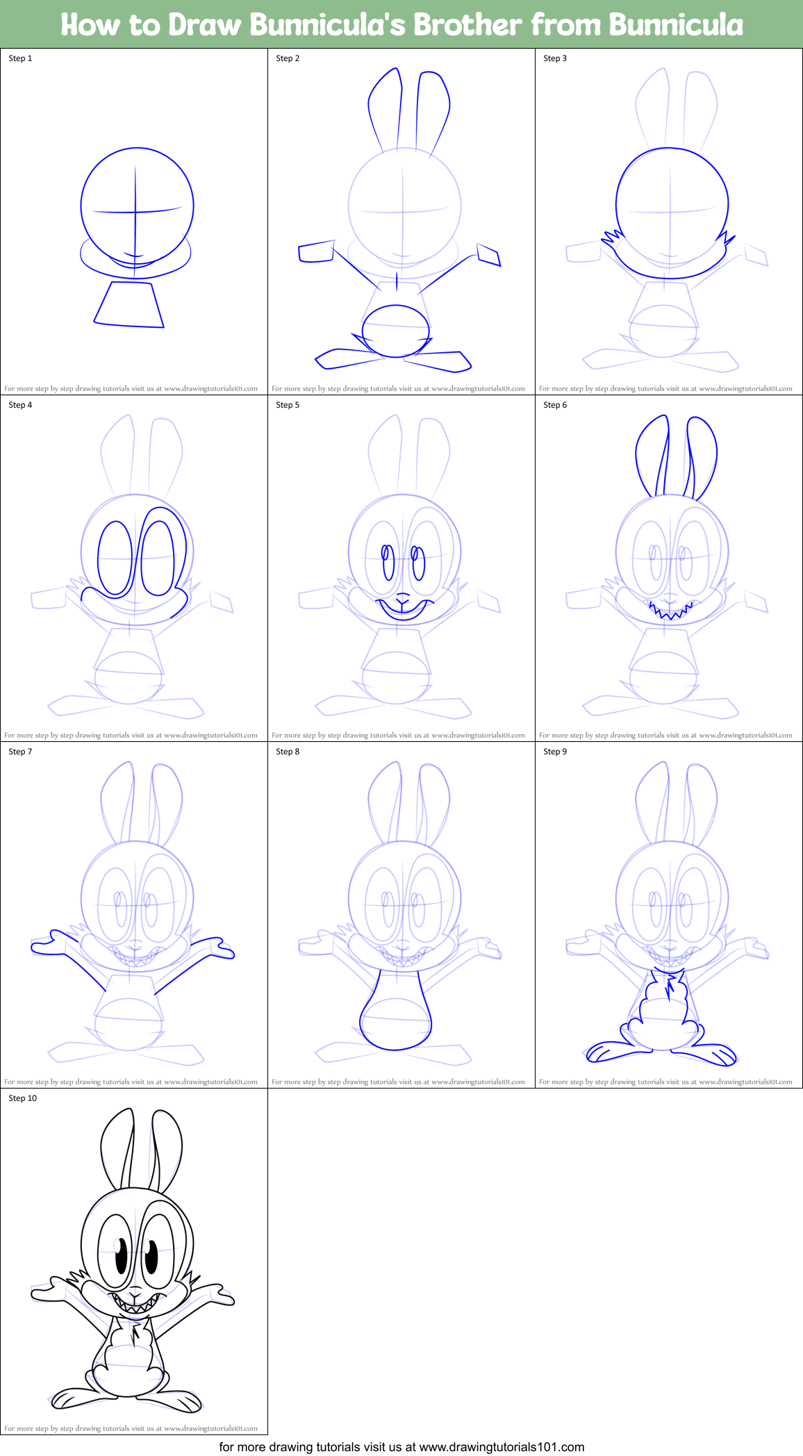 How to Draw Bunnicula's Brother from Bunnicula Printable Step by Step