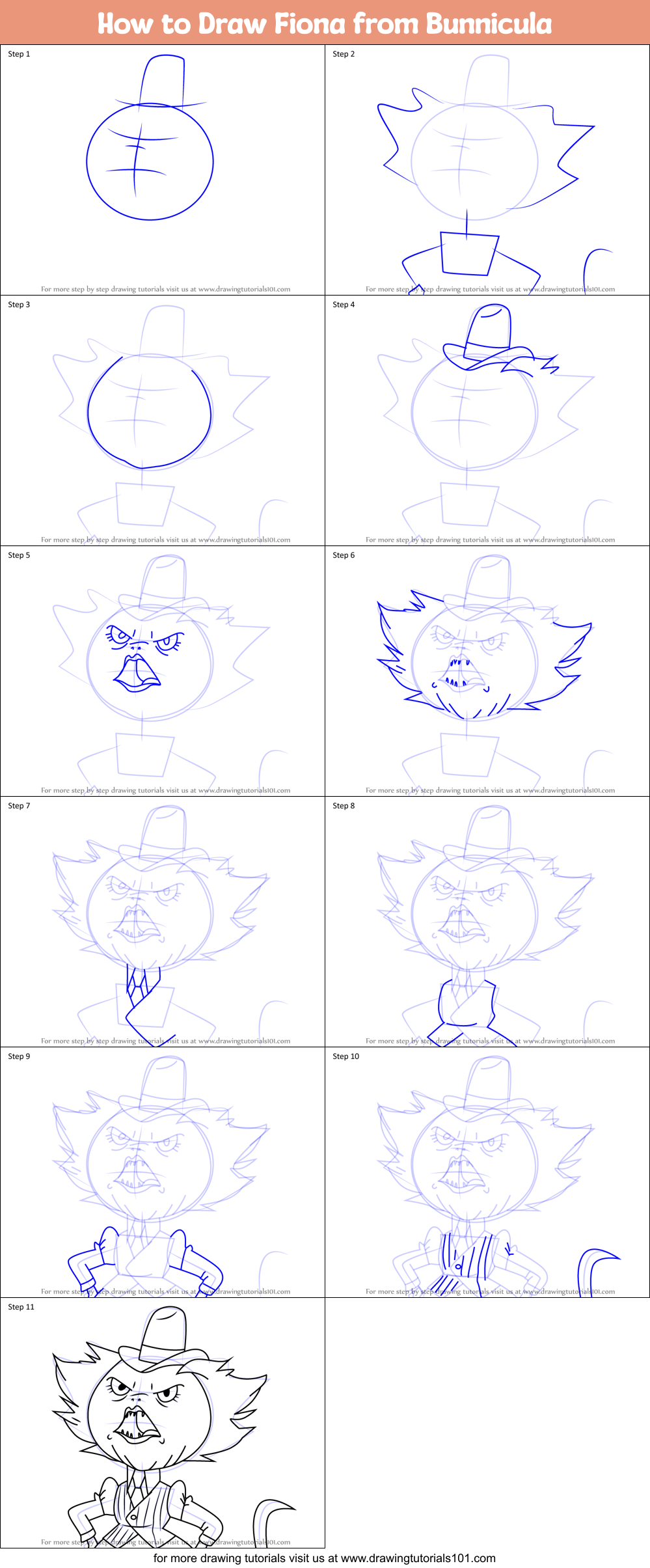 How to Draw Fiona from Bunnicula Printable Step by Step