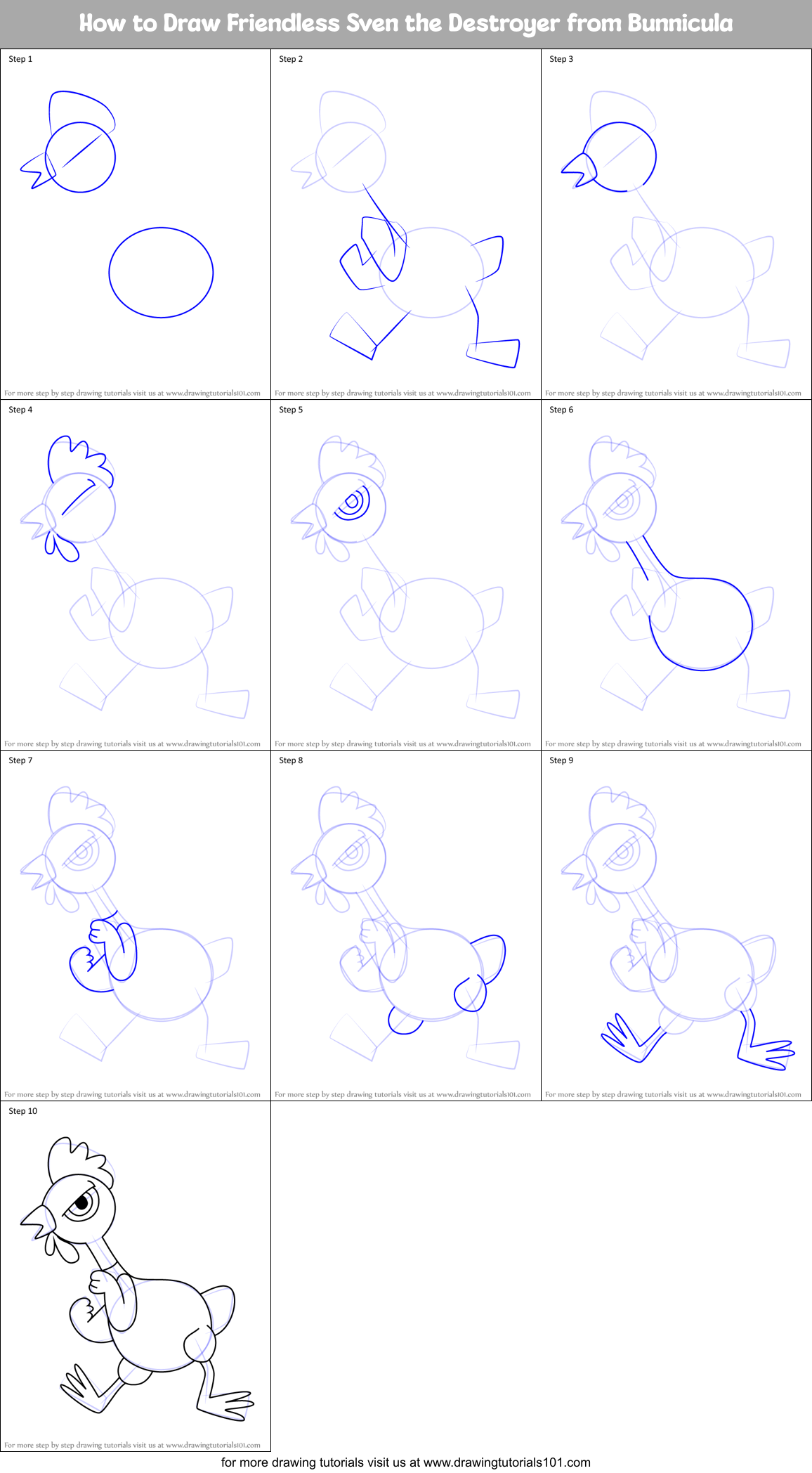 How to Draw Friendless Sven the Destroyer from Bunnicula Printable Step by Step