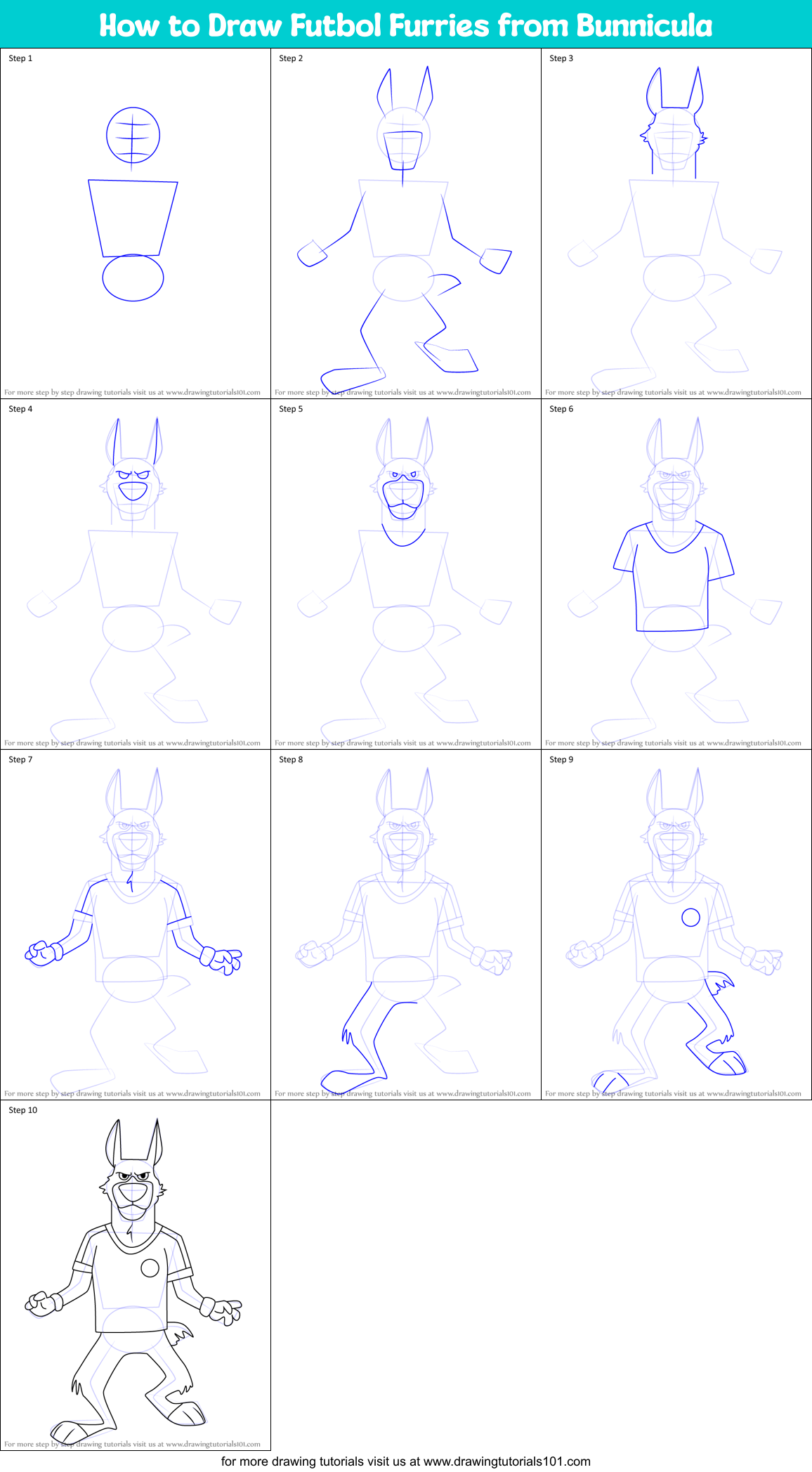 How to Draw Futbol Furries from Bunnicula Printable Step by Step